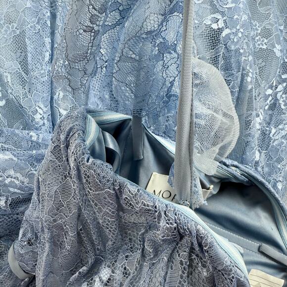 Mori Lee Madeline Gardner Women's Off Shoulder Lace Dress Size 12 Blue Bridal - Picture 11 of 16